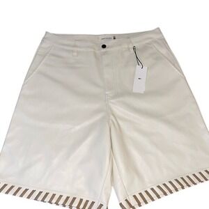 Honor The Gift Vegan Leather Shorts Women's XL Bone White Whipstitch Streetwear